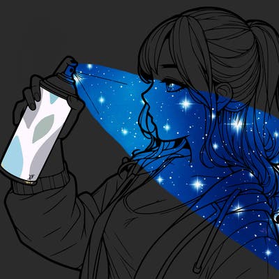 a realistic girl spray, painting