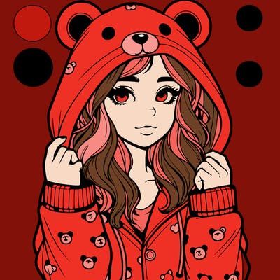 realistic girl in a animal pjs hoodie