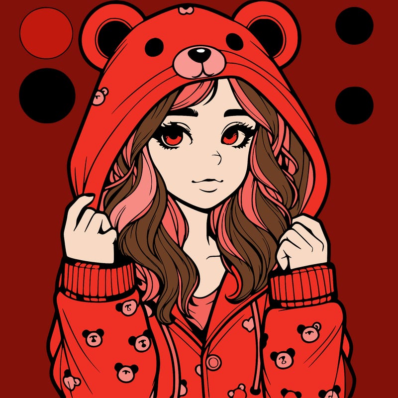 realistic girl in a animal pjs hoodie
