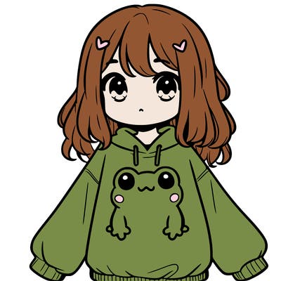 girl wearing frogging sweatshirt