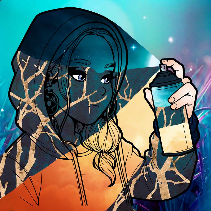 a realistic girl, spray painting