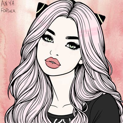 realistic girl with hair on her hair and lips