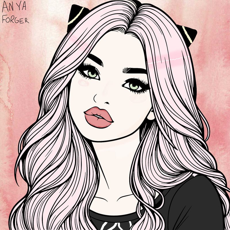 realistic girl with hair on her hair and lips