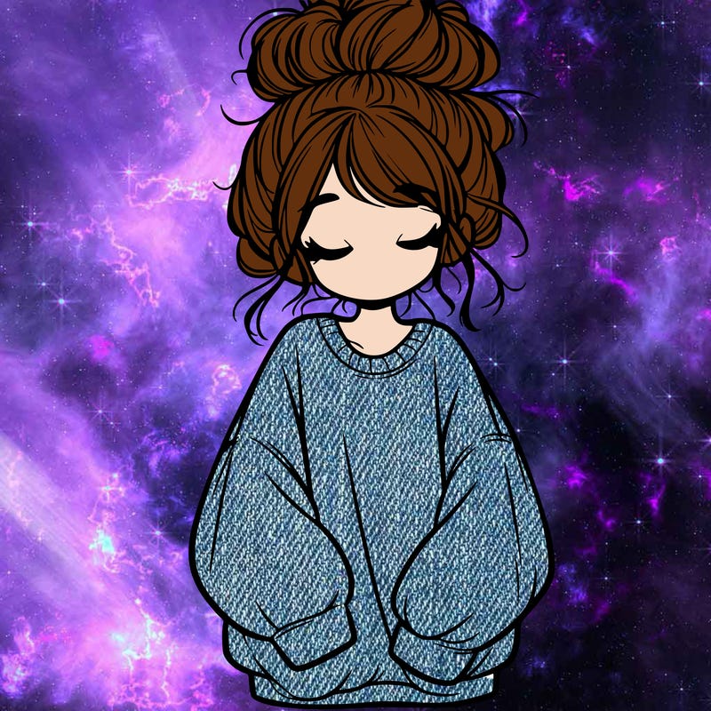 girl with baggy sweatshirt and messy bun