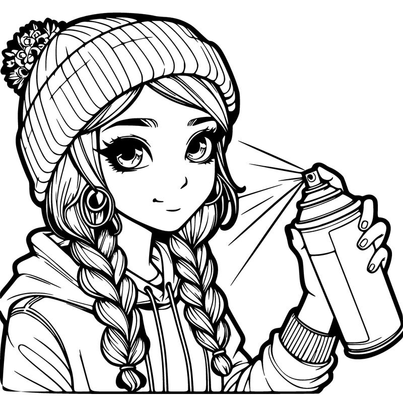 realistic girl spray painting