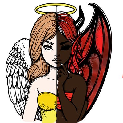 realistic angel half demon