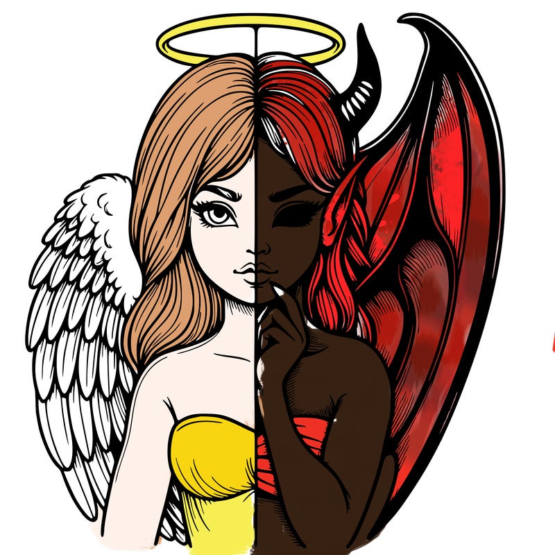 realistic angel half demon