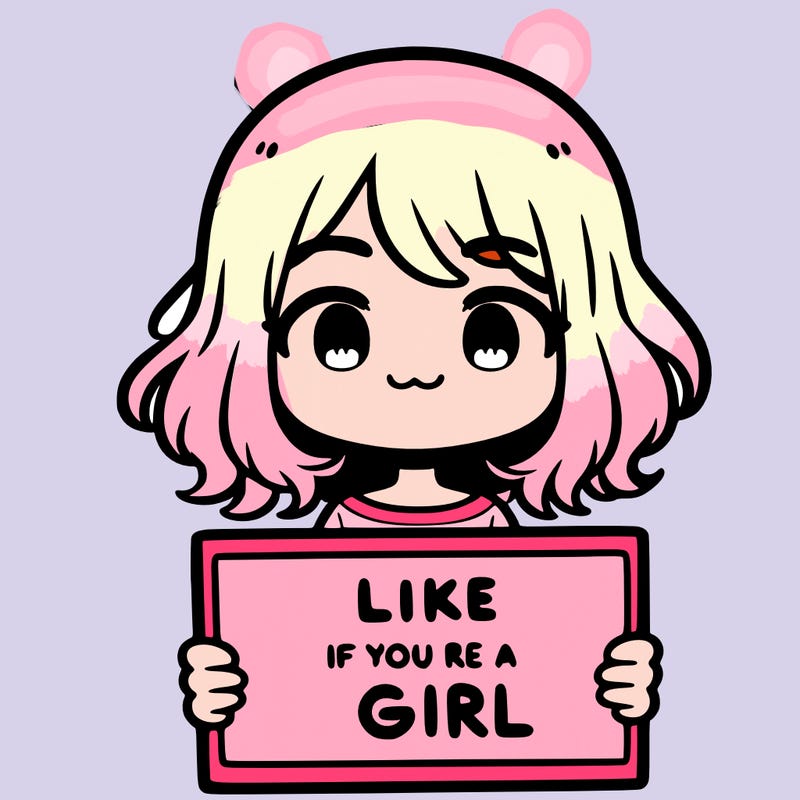 a cute girl holding a sign that says like if you’re a girl