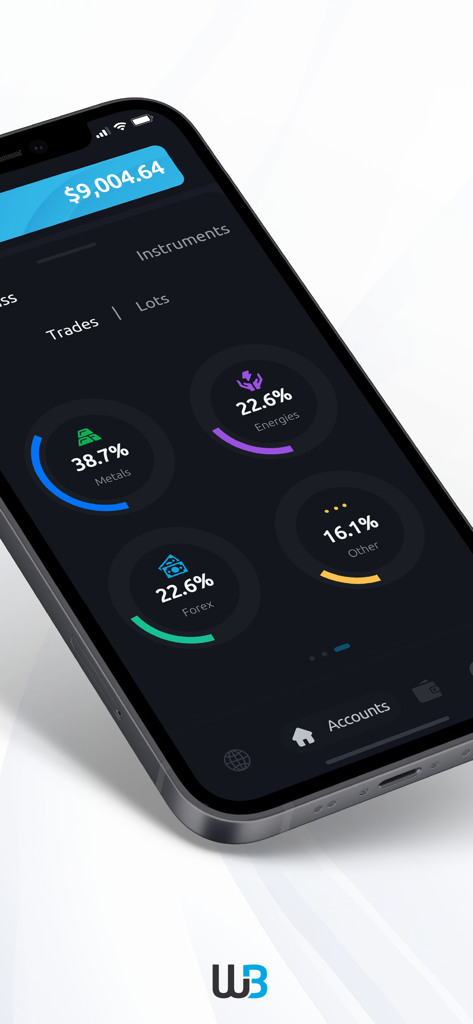 Windsor Brokers - Windsor Brokers app dashboard showing trading performance breakdown by asset class