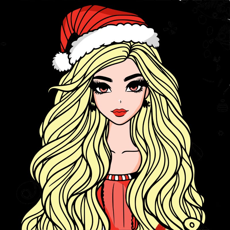 christmas fashionable female model and long hair