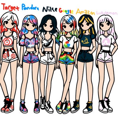 a group of girls wearing crop tops and shorts