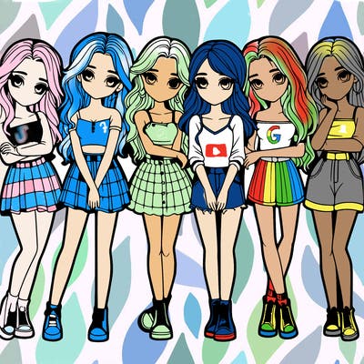 a group of girls realistic