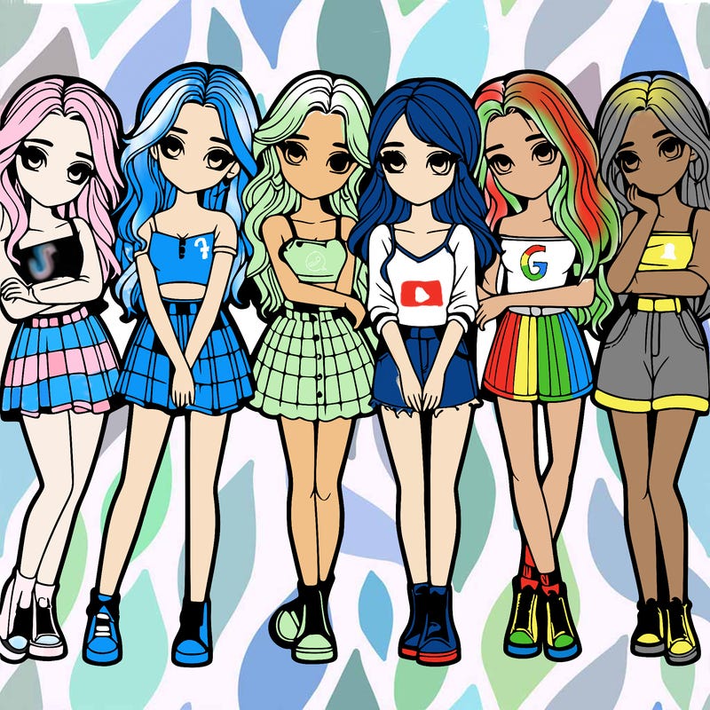 a group of girls realistic