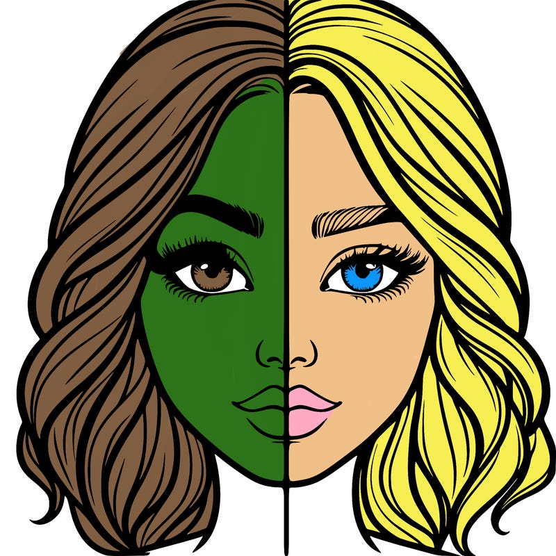 realistic girl split half