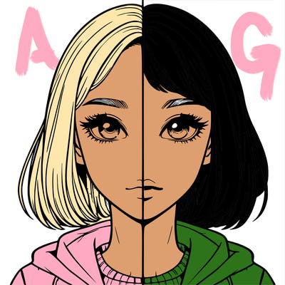 split realistic girl