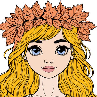 realistic girl with fall leaf crown