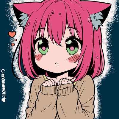 shy anime catgirl