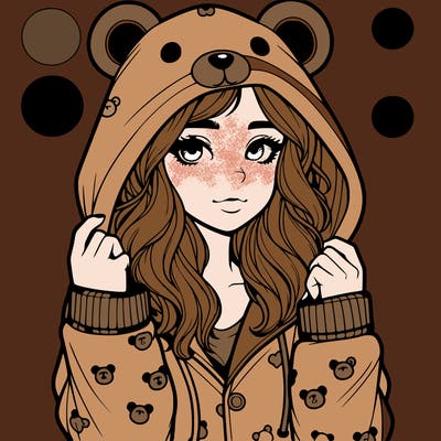 realistic girl in a animal pjs hoodie