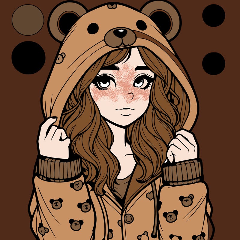 realistic girl in a animal pjs hoodie