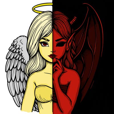 realistic angel half demon