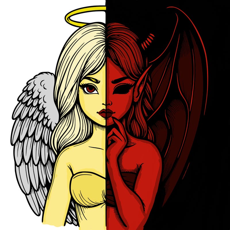 realistic angel half demon