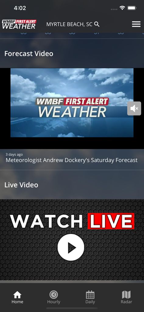 WMBF First Alert Weather - WMBF First Alert Weather app forecast and live video interface for Myrtle Beach