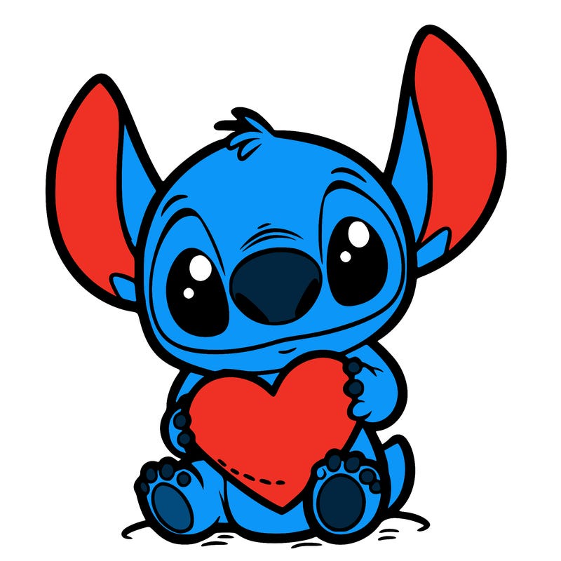 stich holding a heart