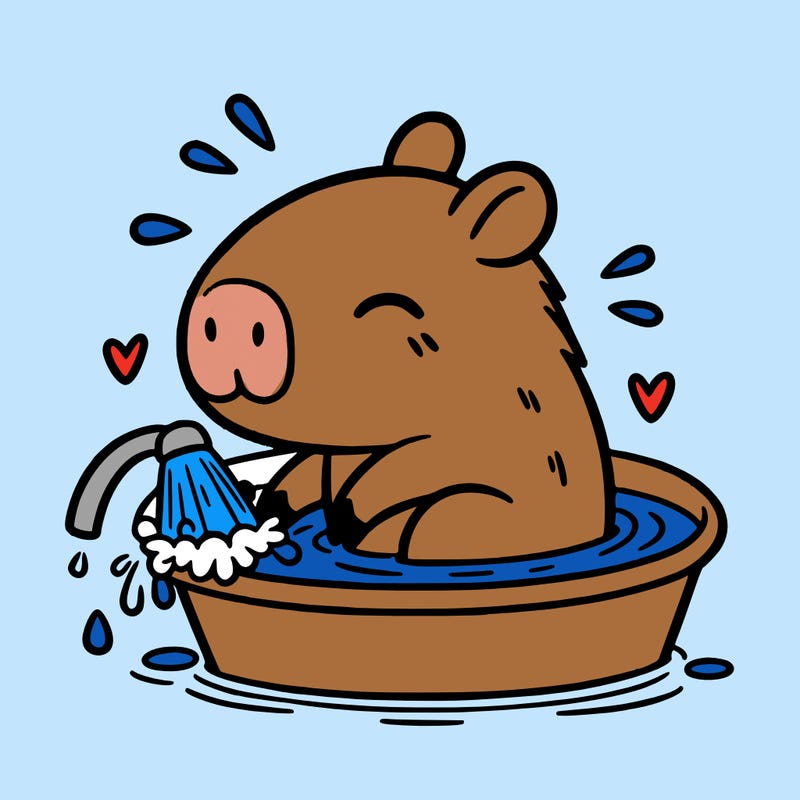 capybara taking a bath