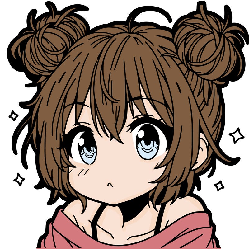 a manga girl with messy small buns