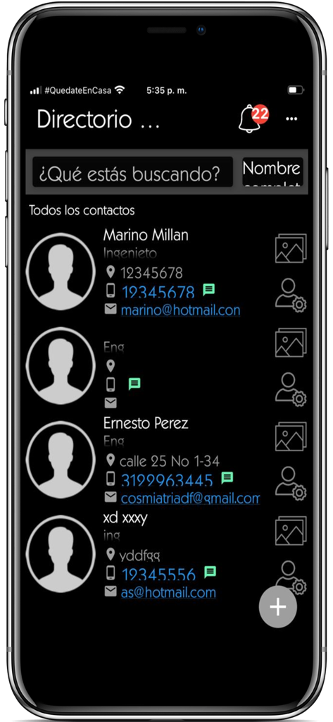 CEPH APP  By ORTHOKINETIC APPS - Screenshot of the Ceph App professional contact directory list on a smartphone