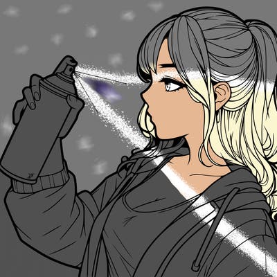 a realistic girl spray, painting