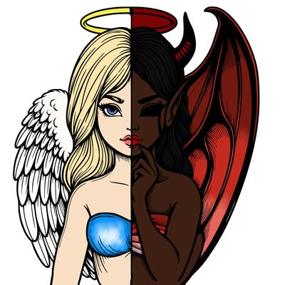 realistic angel half demon