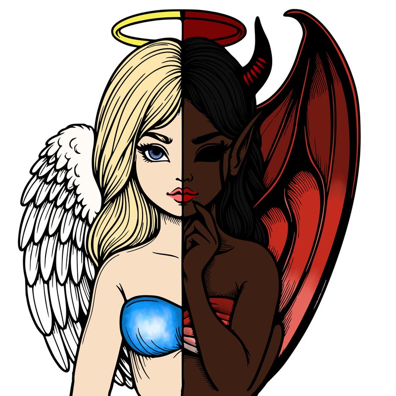 realistic angel half demon