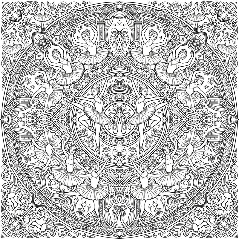 Step into a world of artistic grace with this stunning Ballet Instructors Mandala coloring page. This intricate design combines the elegance of dance with the meditative beauty of symmetrical patterns, perfect for a calming and creative activity.