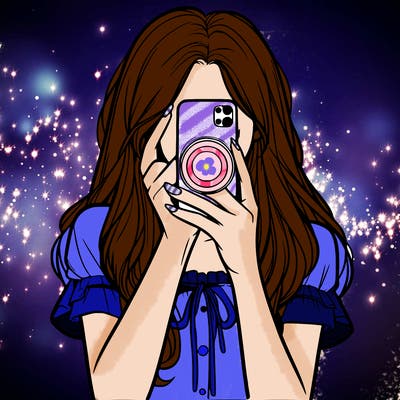 a realistic girl holding her phone taking pictures