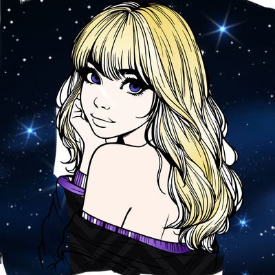 realistic girl with bangs looking over her shoulder