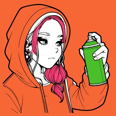 a realistic girl, spray painting