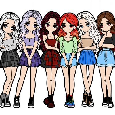 a group of girls realistic