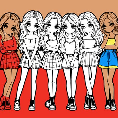 a group of girls realistic