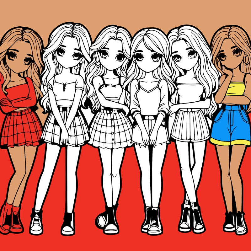 a group of girls realistic