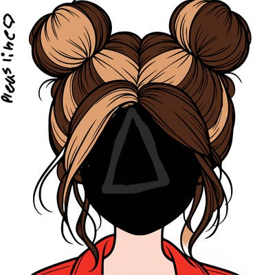 realistic girl with buns on the top of her hair