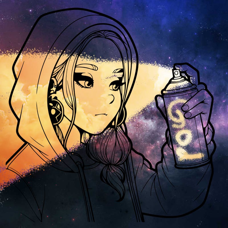 a realistic girl, spray painting