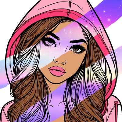 realistic beautiful girl with a hood on