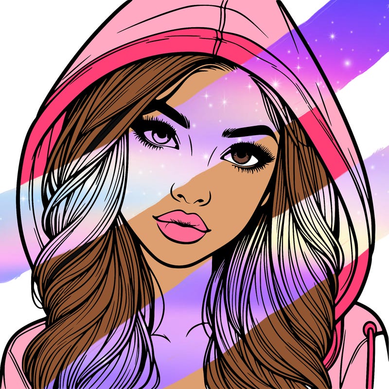 realistic beautiful girl with a hood on
