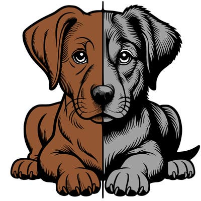 realistic dog split picture