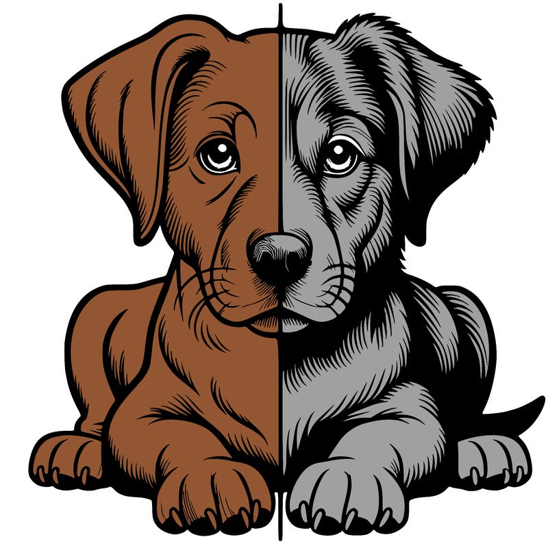 realistic dog split picture