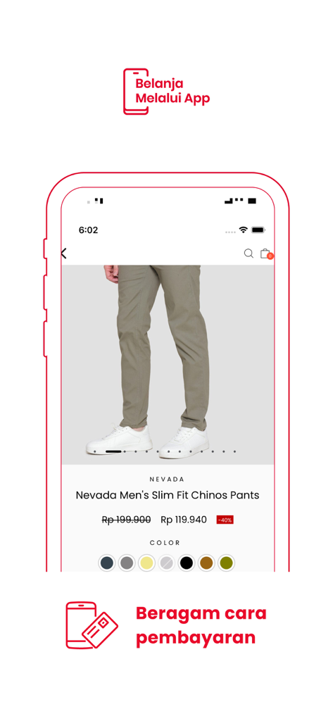 Matahari App - Matahari app screenshot showing Nevada mens pants details and payment information