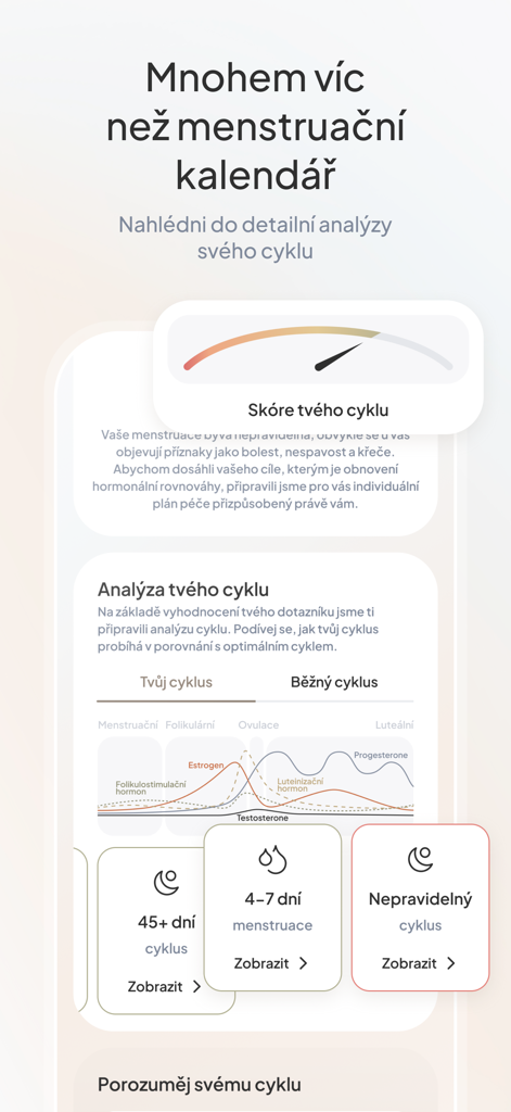 Ocycle ovulation & cycle app - Ocycle app interface showing menstrual cycle analysis with hormone graphs and health metrics