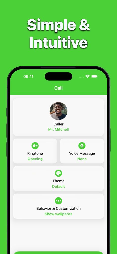 Setup screen of Faker 3 Call Simulator app with caller customization options
