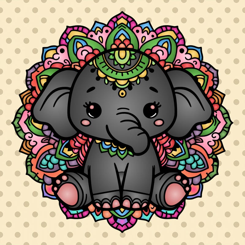 cute baby elephant animal mandala